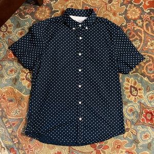 Original Penguin Short Sleeve Button Down Blue and Stars Medium